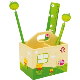 Békás fa ceruzatartó kiegészítőkkel