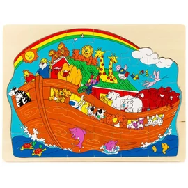 Noé bárkája fa puzzle keretben