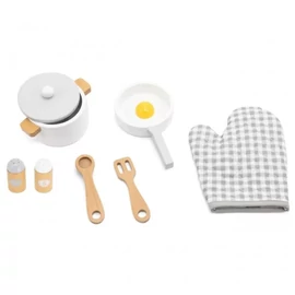 Fajáték edénykészlet fehér-szürke színben