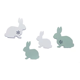 Húsvéti dekoráció - nyuszi figura - fehér, mentazöld