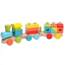 Tologatós fa vonat fa építőkockákkal