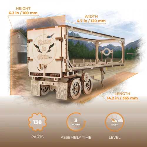 UGEARS Heavy Boy kamion pótkocsi adatok