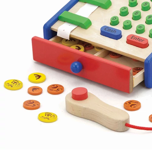 Fa játék Pénztárgép - papírtekerccsel