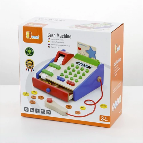 Fa játék Pénztárgép - papírtekerccsel