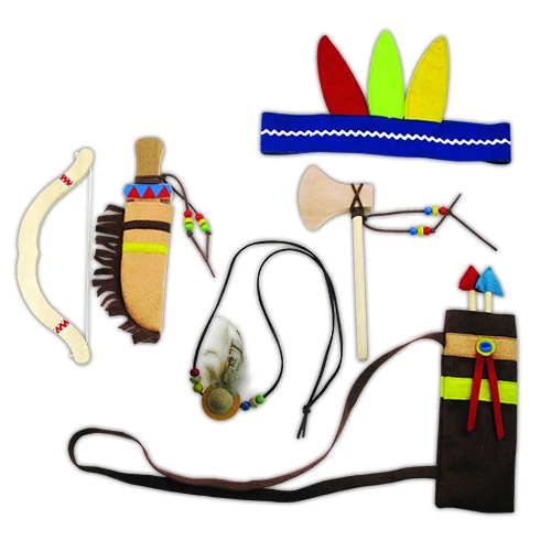 Játék indián készlet fából színes kiegészítőkkel