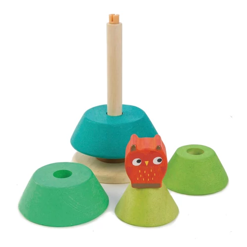 Montesszori torony fenyőfa bagollyal - Tender Leaf Toys