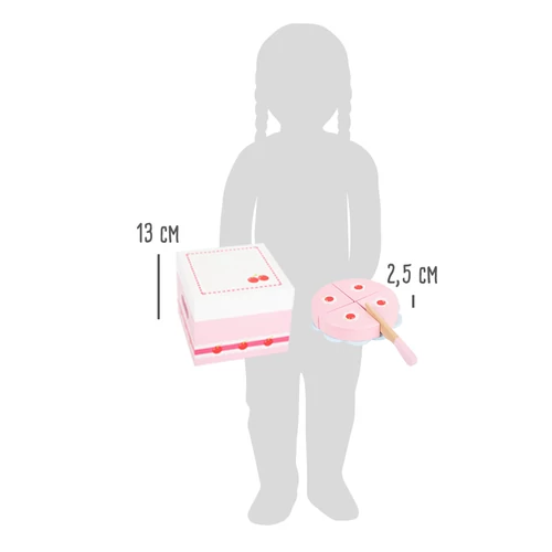 Édesség készlet fa dobozban szeletelhető tortával méret