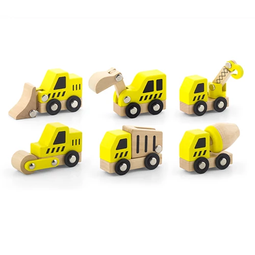 Munkagépek  fából - 6 db- os kisautó készlet