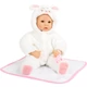 Élethű játék baba - little lamb - fehér és rózsaszín kiegészítőkkel