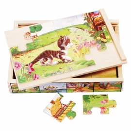 Puzzle szett fa dobozban - farmos