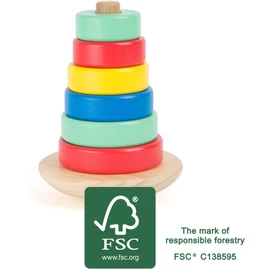 Szivárvány színű montesszori torony fából, fsc