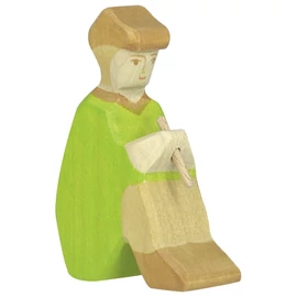 Holztiger fa figura Ülő pásztor furulyával