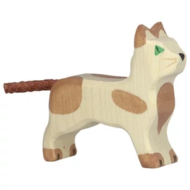 Holztiger fa figura, barna foltos kis macska