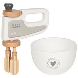 Goki 51502 fehér fa játék kézi mixer keverőtállal