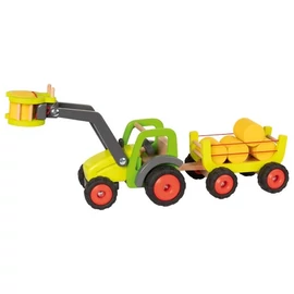 Goki 55887 prémium homlokrakodós fa traktor pótkocsival