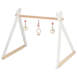 Goki Baby-Gym pasztell-pink csörgős babatornázó fából