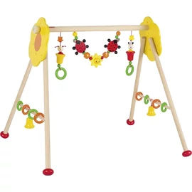 Goki Baby-Gym sárga-zöld csörgős, katicás babatornázó fából