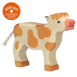 Holztiger fa figura borjú, barna foltos