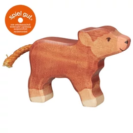 Holztiger fa figura felvidéki szarvasmarha borjú figura (Higland cattle, small)