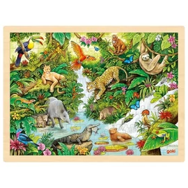 Goki dzsungel állatai puzzle 96 darabos fa kirakó