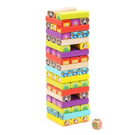 TopBright Színes leboruló torony Jenga állatfigurás