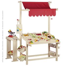 Nagy piaci stand, jatek elado pult