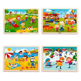 4 évszak fa kirakó, puzzle - 4 darabos készlet
