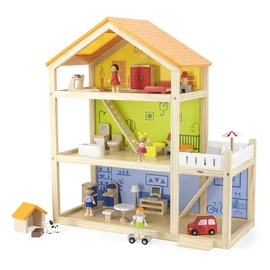 VIGA Toys 3 emeletes fa játék babaház