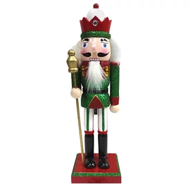 Diótörő figura - jogarral piros. zöld  ruhában