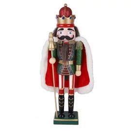 Diótörő figura - zöld ruhában, piros palásttal