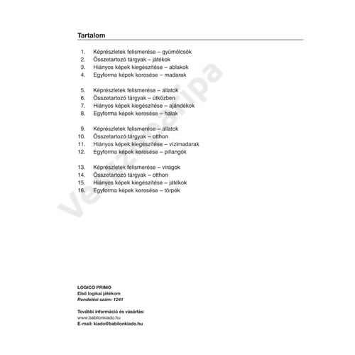 Logico Primo - Első logikai játékom tartalom