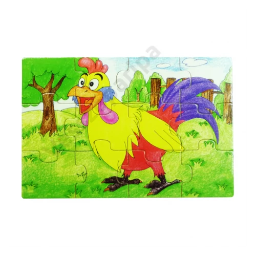 Puzzle szett fa dobozban - háziállatos
