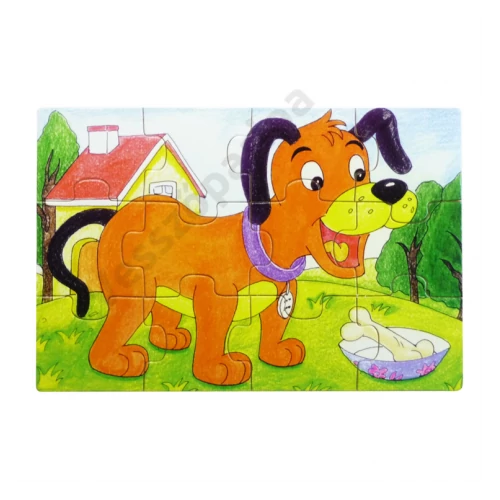 Puzzle szett fa dobozban - háziállatos