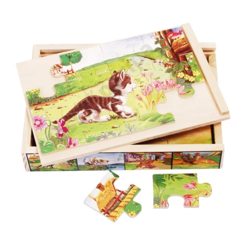 Puzzle szett fa dobozban - farmos