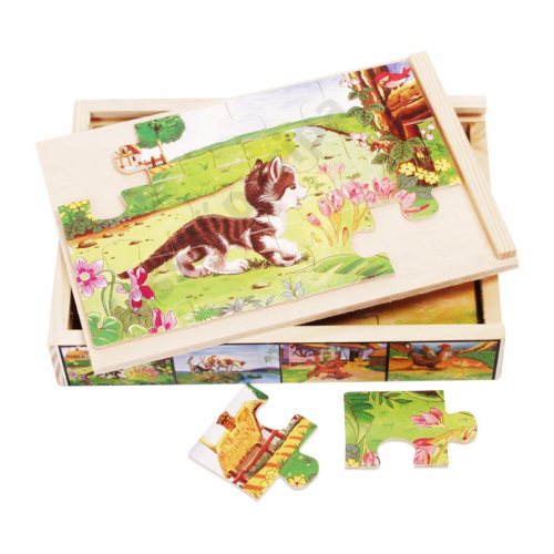 Puzzle szett fa dobozban - farmos