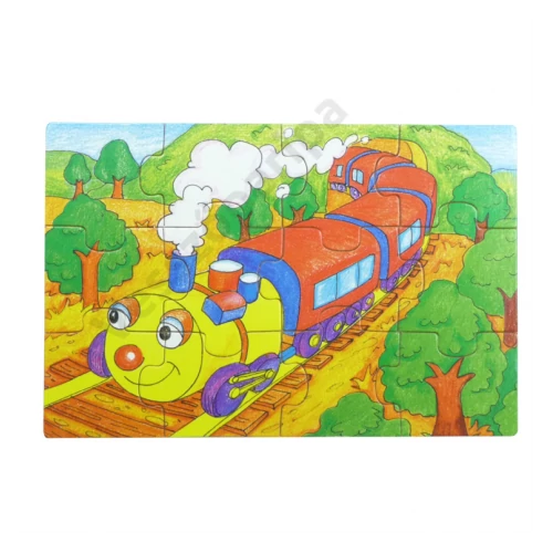 Puzzle szett fa dobozban - járműves