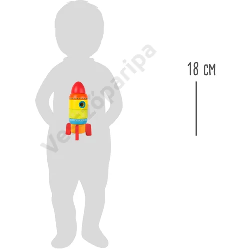 Színes fa montesszori torony - rakéta méret