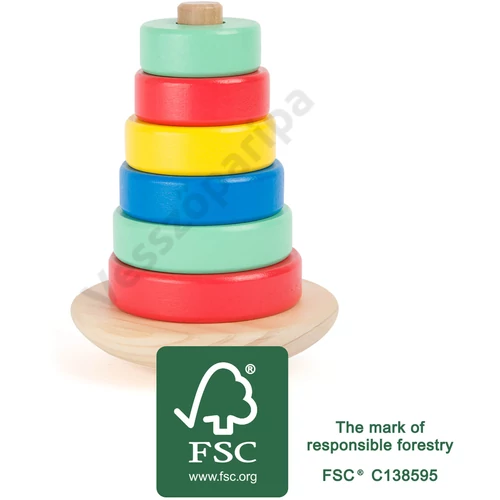 Szivárvány színű montesszori torony fából, fsc