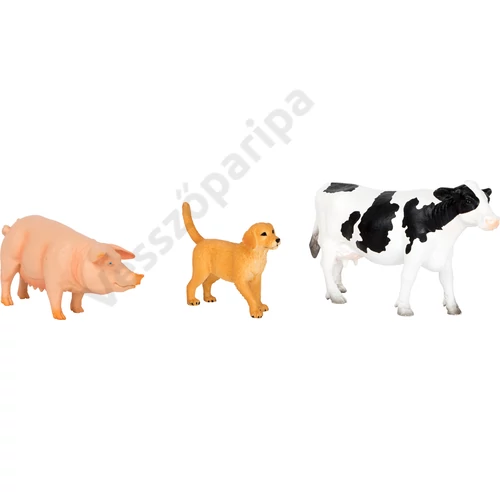 Szintetikus anyagú állatfigurák - malac, kutya, tehén