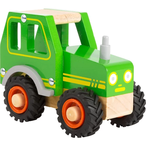 Zöld színű fa játék traktor