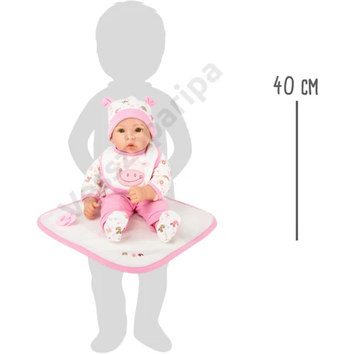 Élethű játék baba - Hanna - rózsaszín kiegészítőkkel méret