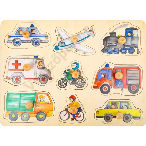 Fa fogantyús puzzle járművek