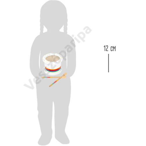 Fehér fa játék dob méret