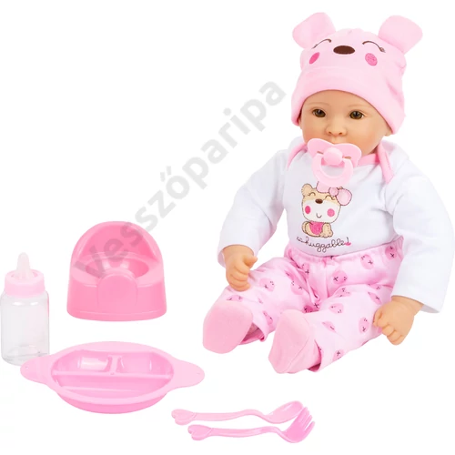 Élethű játék baba - Marie - rózsaszín kiegészítőkkel
