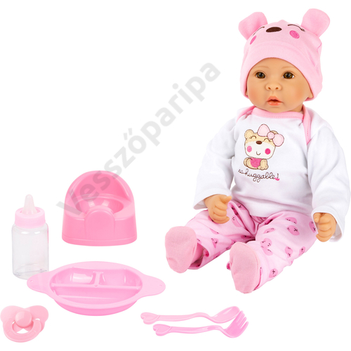 Élethű játék baba - Marie - rózsaszín kiegészítőkkel