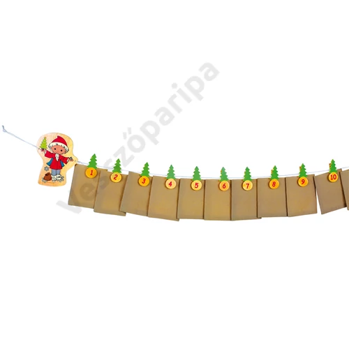 Adventi naptár füzér - papírtasakok, törpés