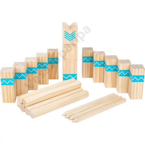 Natúr fa és kék színű kubb készlet