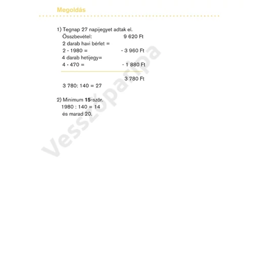 Matematika gyakorló feladat megoldása