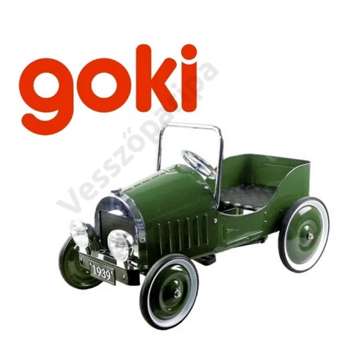 Pedálos, beülős fém nosztalgia autó - zöld  - goki