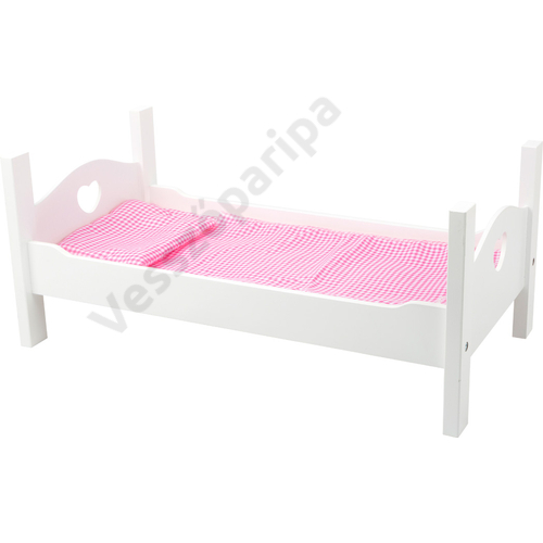 Small foot fehér fa játék babaágy ágyneművel